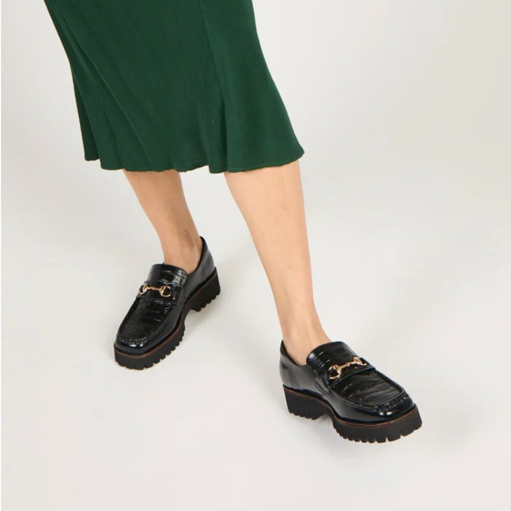 Black lug sole leather loafers (new in box)